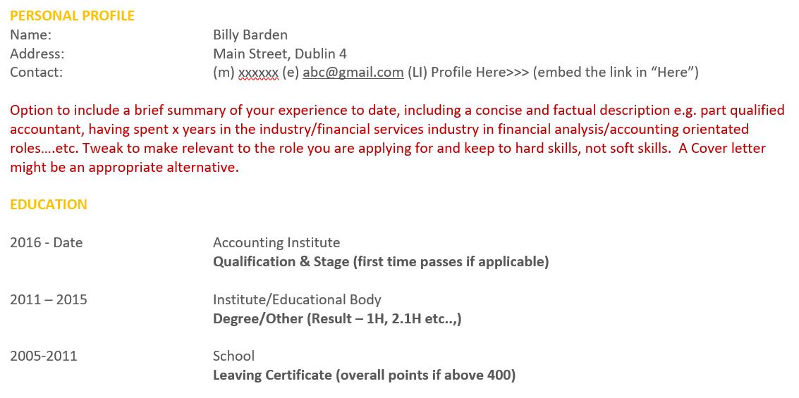 The Perfect Part Qualified Accountant CV by Barden Barden